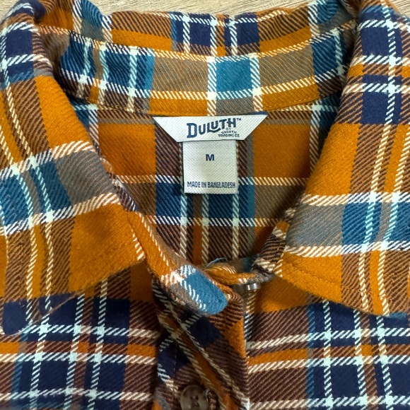 Duluth Women’s Plaid Flannel, Orange/Blue/White, Medium - Picture 3 of 6
